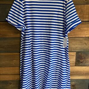 Blue and White Striped T-Shirt Dress